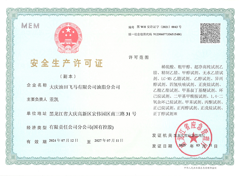 Certificate for Safety Production